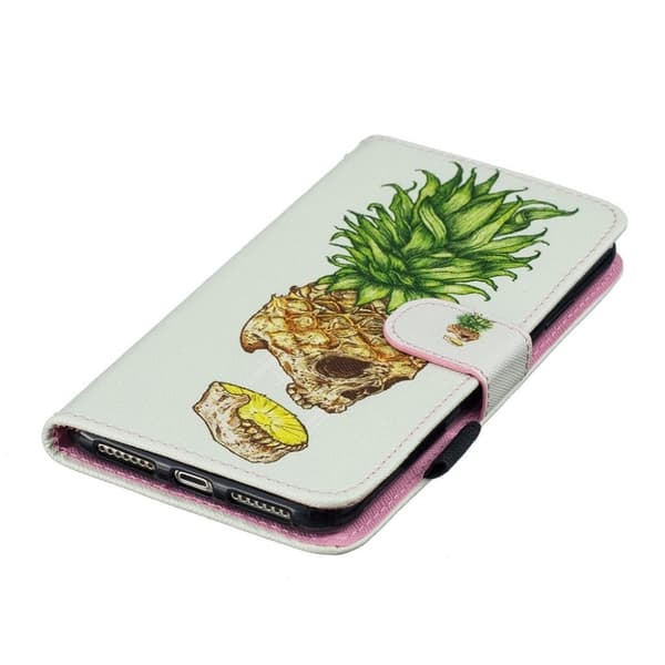 iPhone Xs Max mønstret læder flip cover - Kranie Ananas Multicolor