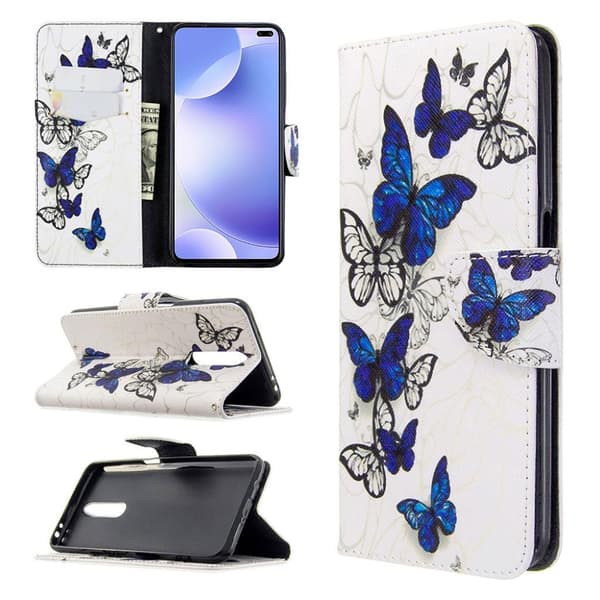 Wonderland Xiaomi Redmi K30 / Poco X2 flip etui - Blå Sommerfugl Blue