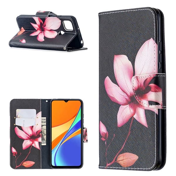 Wonderland Xiaomi Redmi 9C Flippetui - Rosa Blomst Black