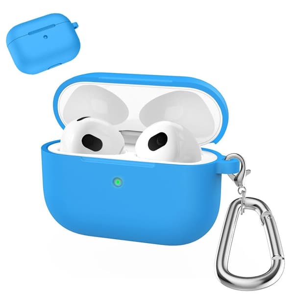 AirPods silikoneetui med karabinhage - Blå Blue