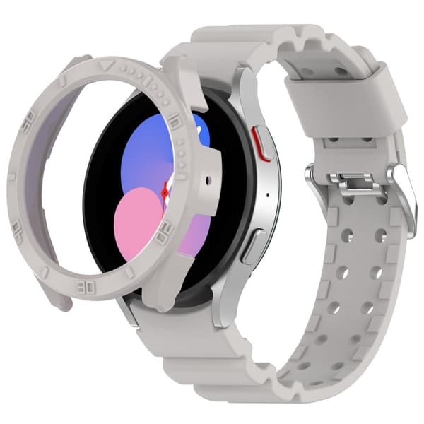 Samsung Galaxy Watch 5 (44mm) / 4 (44mm) silikoneurrem med cover - Lysegrå Silver grey