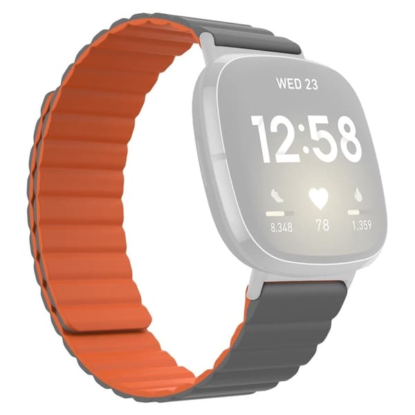 Fitbit Sense / Versa 3 klokkerem i silikon - Grå / Oransje Orange