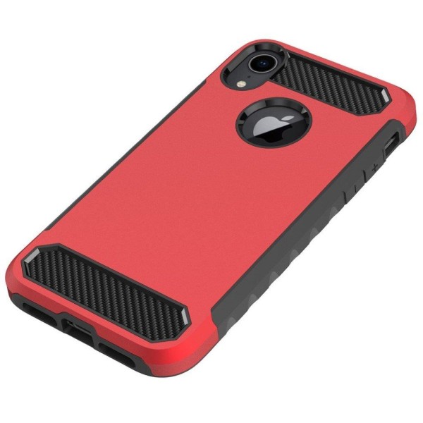 iPhone 9 Plus mobilskal plast silikon kolfiber halkfri - Röd Röd