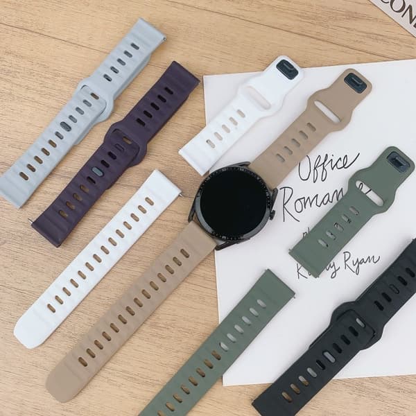 22mm Watch Band Huawei Watch GT 5 Pro / GT 5 / GT 4 46mm Quick Release Square Buckle Silicone Strip - Sort Black