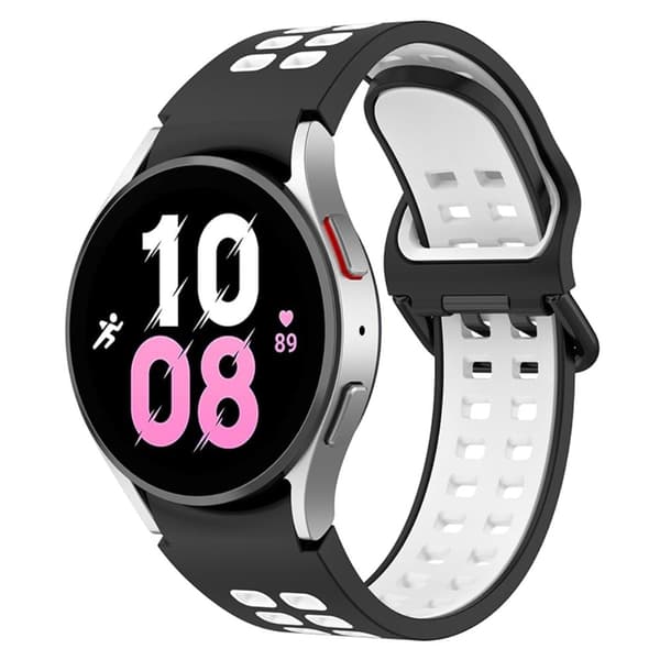 Samsung Galaxy Watch 5 / 4 / 3 (41mm) dobbeltfarvet silikoneurrem - Sort / Hvid White