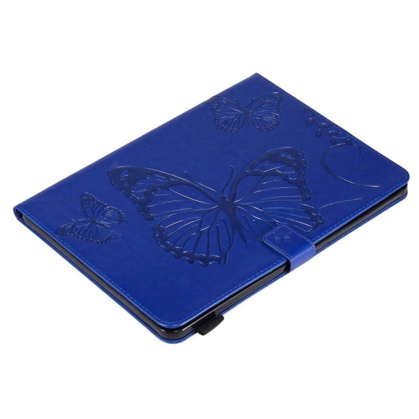 Amazon Fire HD (2021) butterfly pattern leather case - Blue Blå