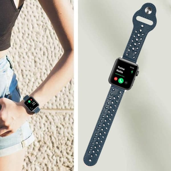 Apple Watch (41 mm) klockarmband i vävt läder med mikrofiber - Blå Blå