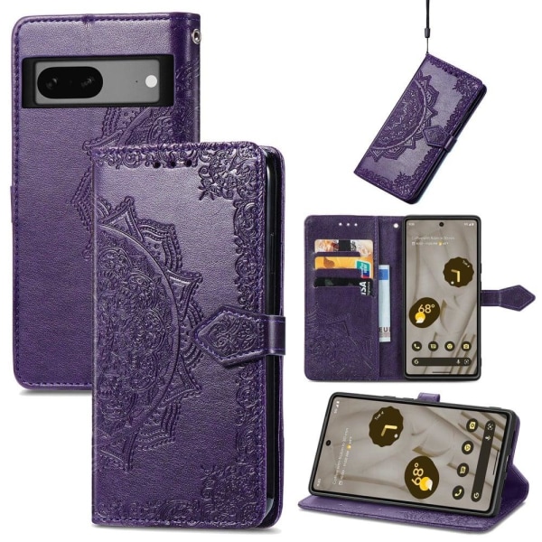Mandala Google Pixel 7a Flip Fodral - Lila Lila