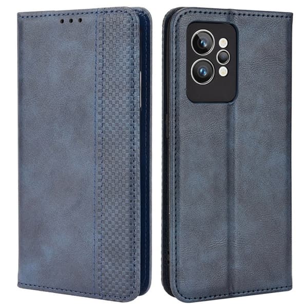 Bofink Vintage Realme Gt2 Pro Læder Etui - Blå Blue