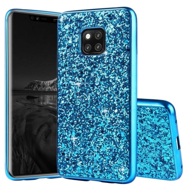 Huawei Mate 20 Pro galvanisoiteu hybriidi muovinen takasuoja kuori kimalle puuterilla - Sininen Blue