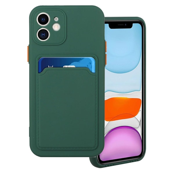 Card Holder Deksel til iPhone 12 - Mørkegrønn Green