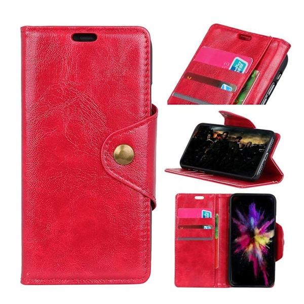 Sony Xperia 10 Plus tekstureret læder etui - Rød Red