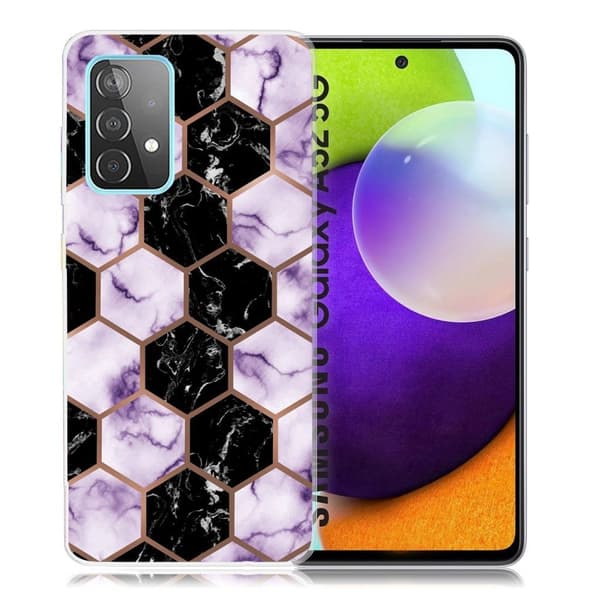 Marble Samsung Galaxy A52 5G Etui - Honeycomb Marble in Purple Multicolor
