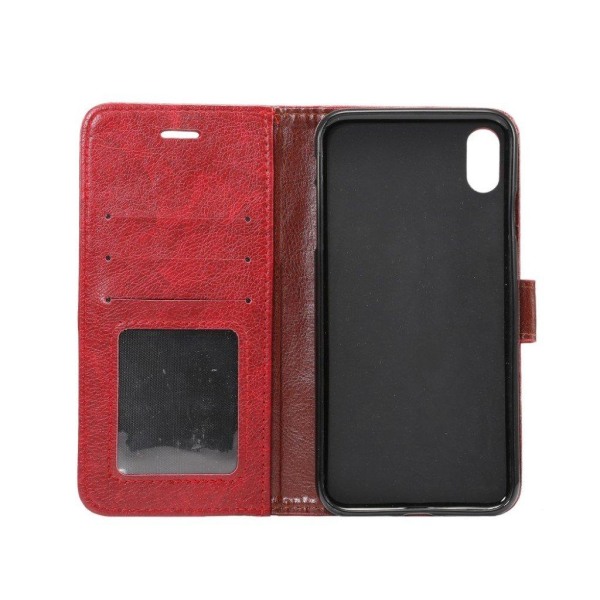 IPhone 9 mobilfodral syntetläder silikon stående plånbok vildhäs Röd