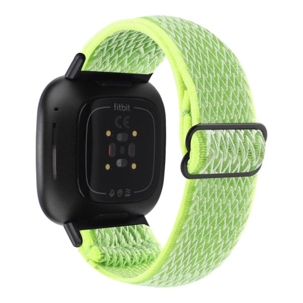 Fitbit Sense 2 / Versa 4 elastic nylon watch strap - Bright Yell Grön