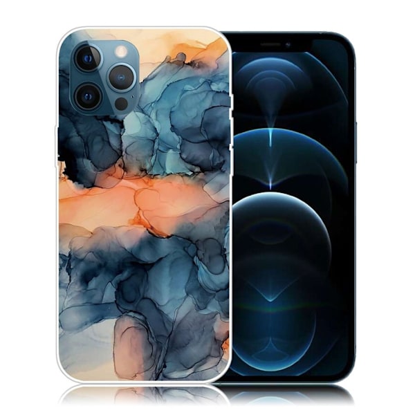 Marble design iPhone 12 Pro & iPhone 12 cover - Orange Mellem De Blå Nuancer Blue