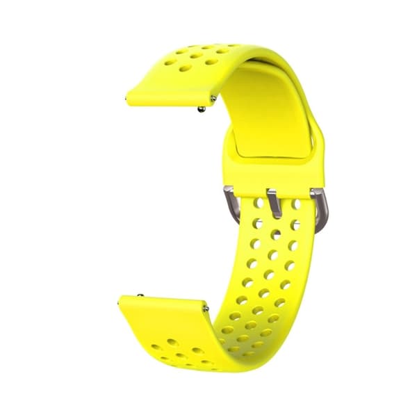 22 mm universal silikoneurrem med runde huller - Gul / Sølvspænde Yellow