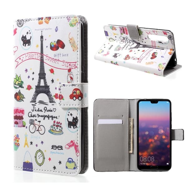 Huawei P20 Etui laget av kunstlær og silikon – Søt gate Multicolor