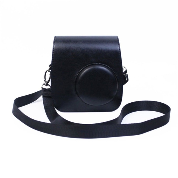 Fujifilm Instax Mini 7 Plus leather case with shoulder strap - B Svart