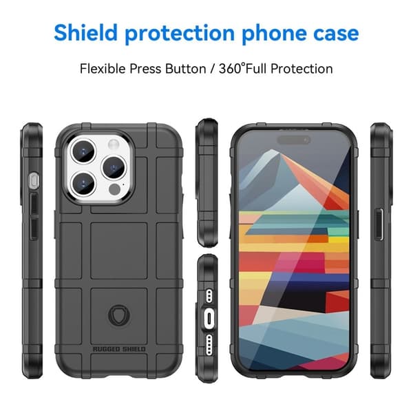 Rugged Shield Suojakotelo iPhone 15 Pro - Musta Black