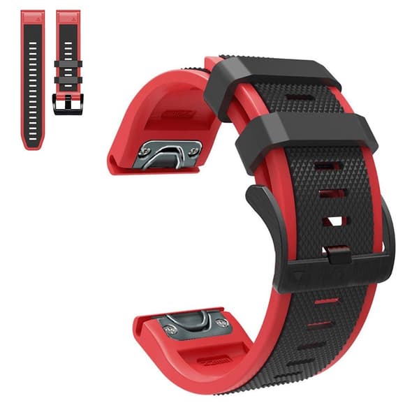 26 mm dubbelfärgat klockarmband för Garmin-klocka - Svart / Röd Röd