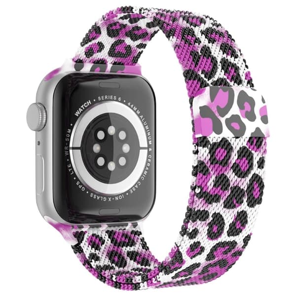 Apple Watch (45mm) gradient milanese fine mesh urrem - Lilla Leopardprint Purple