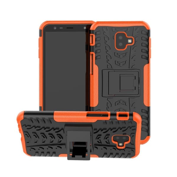 Samsung Galaxy J6 Plus (2018) kombinationsfodral med däckmönster - Orange Orange