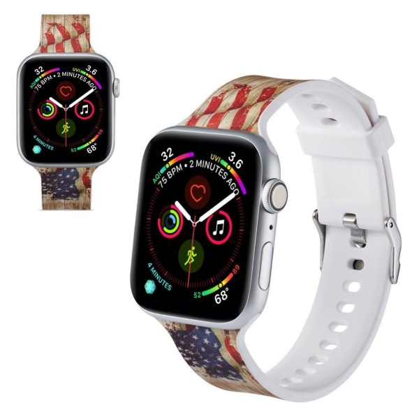 Apple Watch Series 5 44mm mönster silikon klockarmband - US Flag multifärg