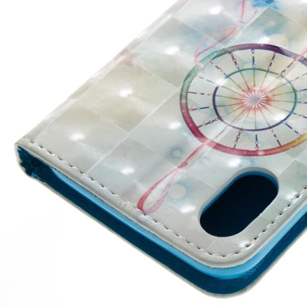 iPhone Xs Max flip etui i læder med lysspot-dekor - Farvet Drømmefanger Blue