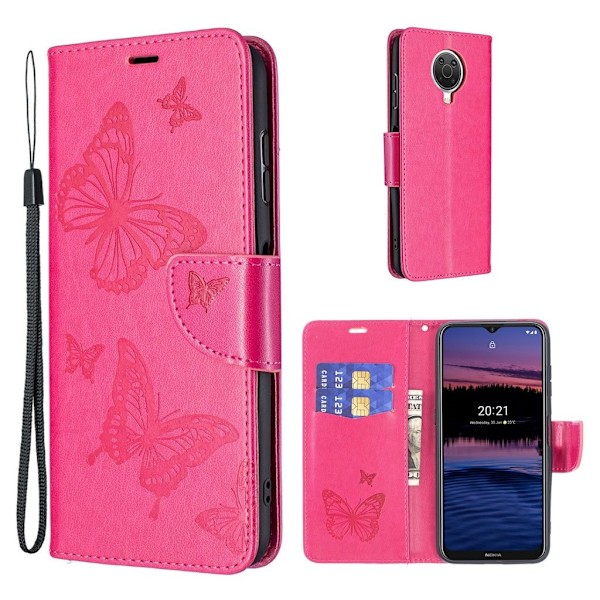 Butterfly Nokia G20 Flip etui - Rose Pink