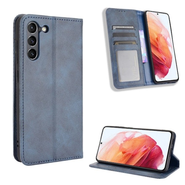 Bofink Vintage Samsung Galaxy S21 FE Læder etui - Blå Blue