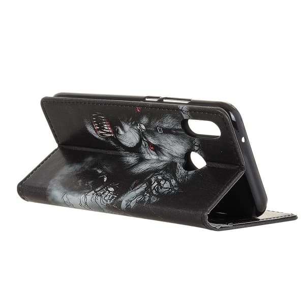 Asus Zenfone Max Pro (M2) Skinnetui Med Mønster - Skummel Ulv Black
