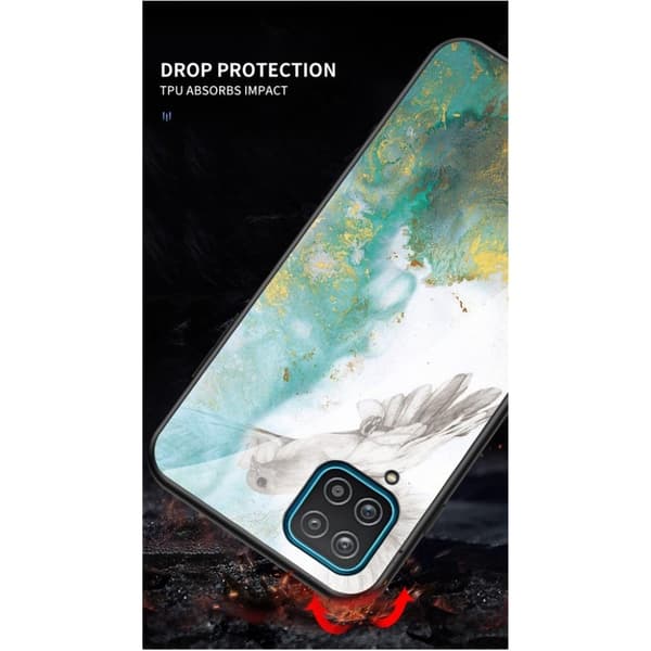 Fantasy Marmor Samsung Galaxy A12 5G skal - Flygande Duva Marmor Grön