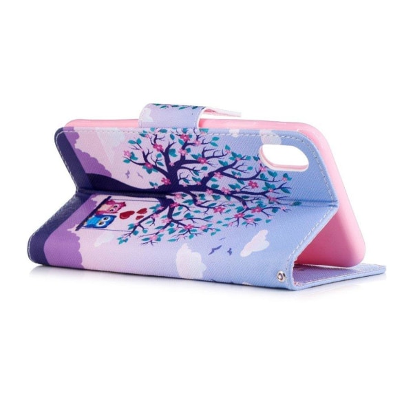 iPhone Xs Max flip cover i læder med mønsterprint - To Svingende Multicolor