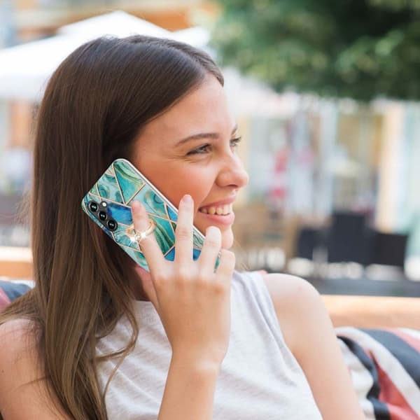 Marble Mønstret Deksel med Ring Holder til Samsung Galaxy A54 - Grønn Green