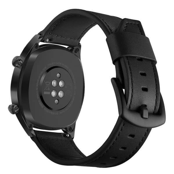 Huawei Watch GT / Watch 2 / Watch Magic kvalitet ægte læder Urrem - Sort Black