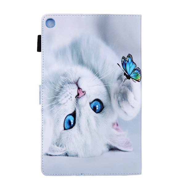 Samsung Galaxy Tab A 10.1 (2019) mönstrat läderfodral - Katt Vit