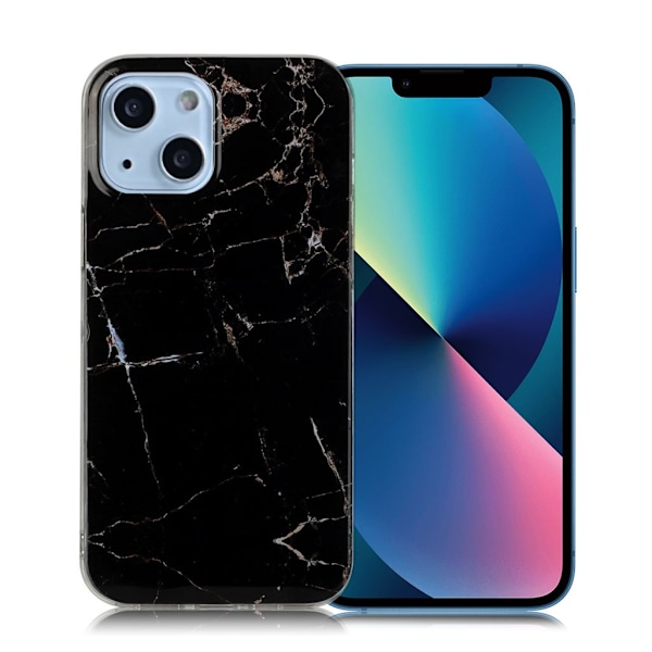 Marmordesign iPhone 13 Mini deksel - Svart Black