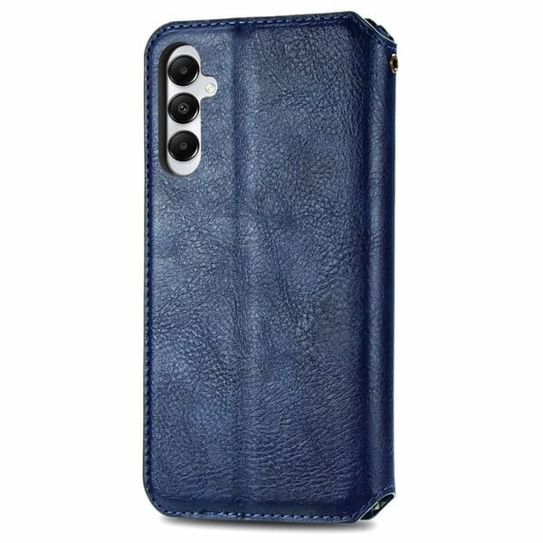 Läder Samsung Galaxy A05s fodral med romb-design - Blå Blå