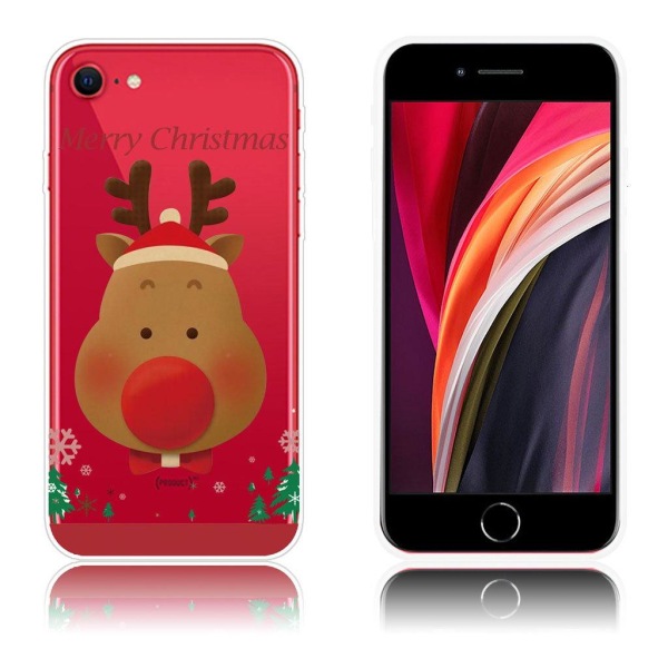 Christmas iPhone SE 2020 case - Red-Nose Moose Brown