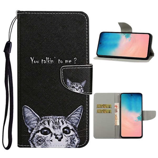 Wonderland Samsung Galaxy Note 20 Ultra flip kuoret - Kissa Ja Kirjaimet Silver grey