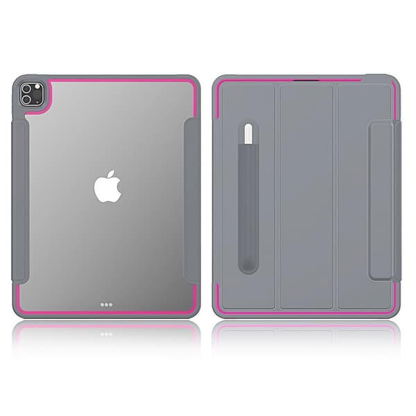 iPad Pro 12,9 tuuman (2020) tyylikäs kolminkertainen kotelo - Harmaa / Ruusu Silver grey