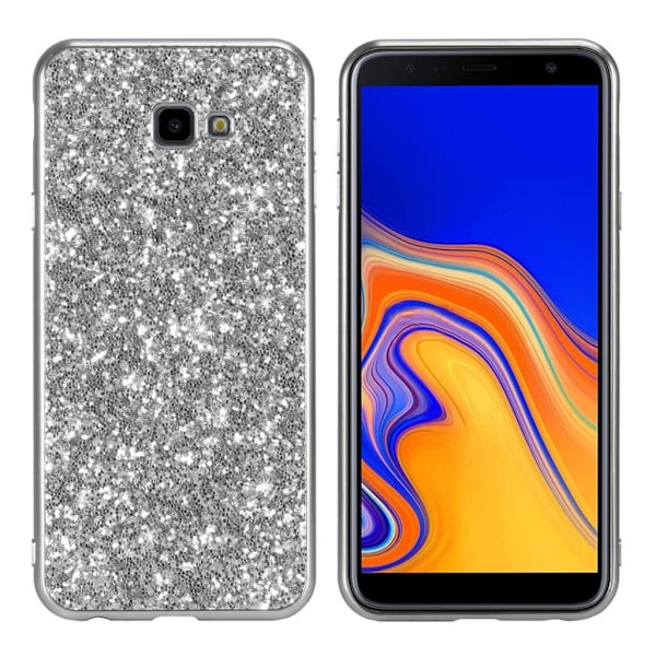 Glitter Samsung Galaxy J4 Plus (2018) deksel - Sølv Silver grey