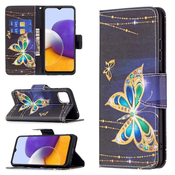Wonderland Samsung Galaxy A22 5G Flip etui - Smuk sommerfugl Black