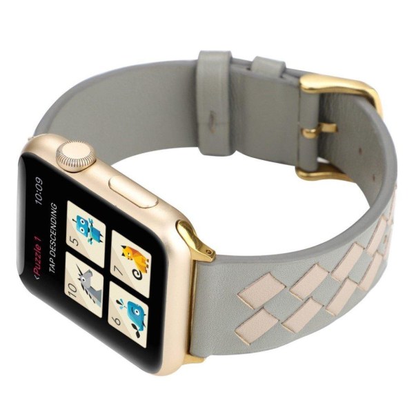 Apple Watch Series 4 40mm vævet ægte læder Urrem - Grå Silver grey