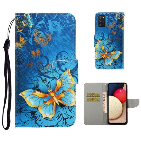 Wonderland Samsung Galaxy A02s flip kuoret - Sininen Perhonen Blue