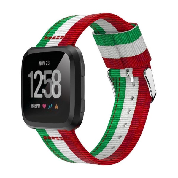 Fitbit Versa justerbar Vævet nylon urrem - Grøn / hvid / Rød Multicolor