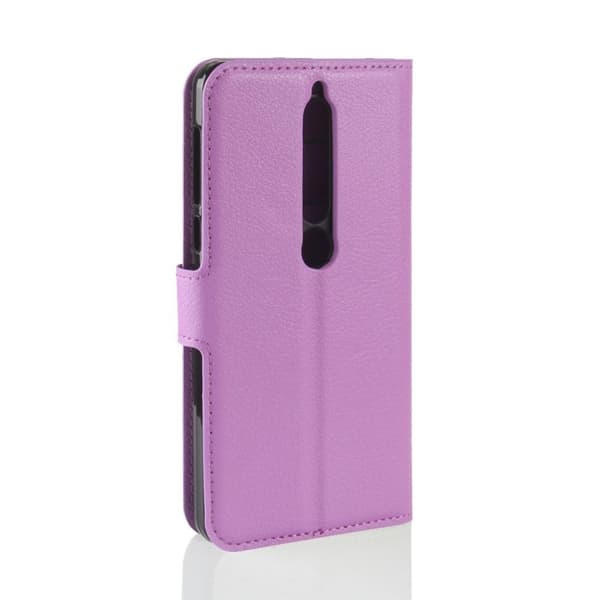 Nokia 6 (2018) litchi tekstur PU læder flip etui - Lilla Purple