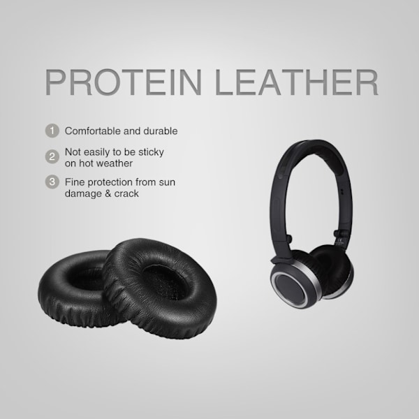 AKG K430 / K420 / K450 / K451 / K480 / Q460 / Sennheiser PX100 / PX200 nahkaiset muisti vaahtomuoviset korvakupit ja tyyny Black