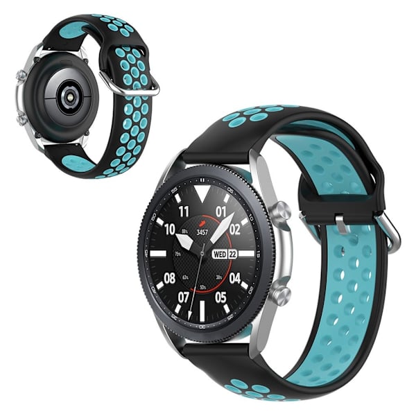 Samsung Galaxy Watch 3 (41mm) bi-farve silikone rem - sort / blå Black